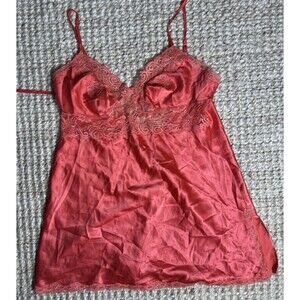 Frederick’s of Hollywood Pink Satin Lace Chemise Slip Dress Medium